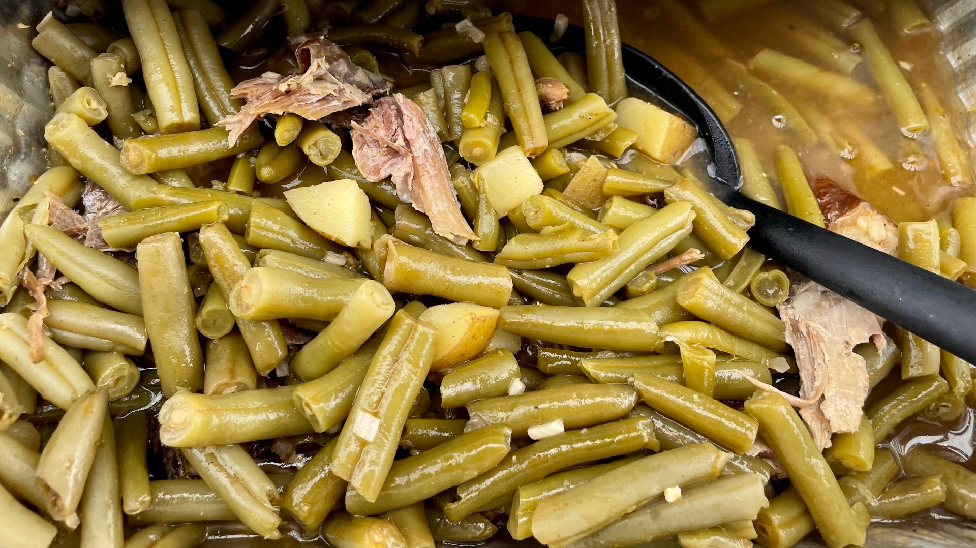 Southern-style green beans slow-simmered with smoked turkey and potatoes